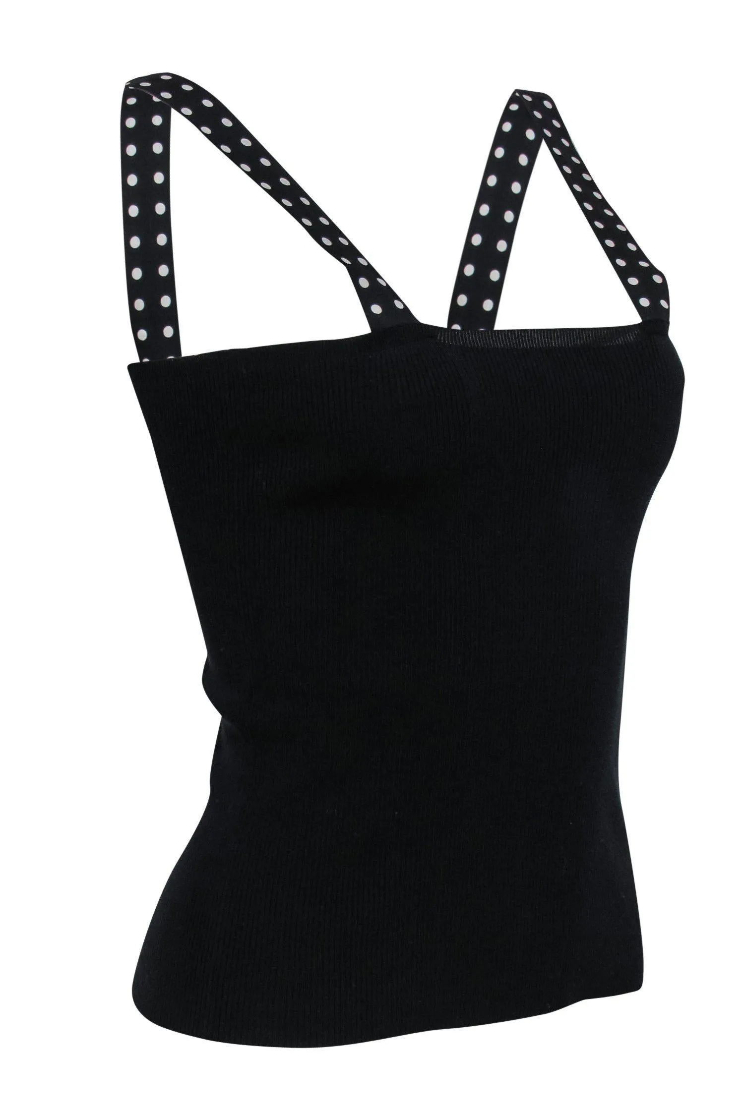 Akris Punto - Black Ribbed Tank w/ Polka Dot Straps Sz 12