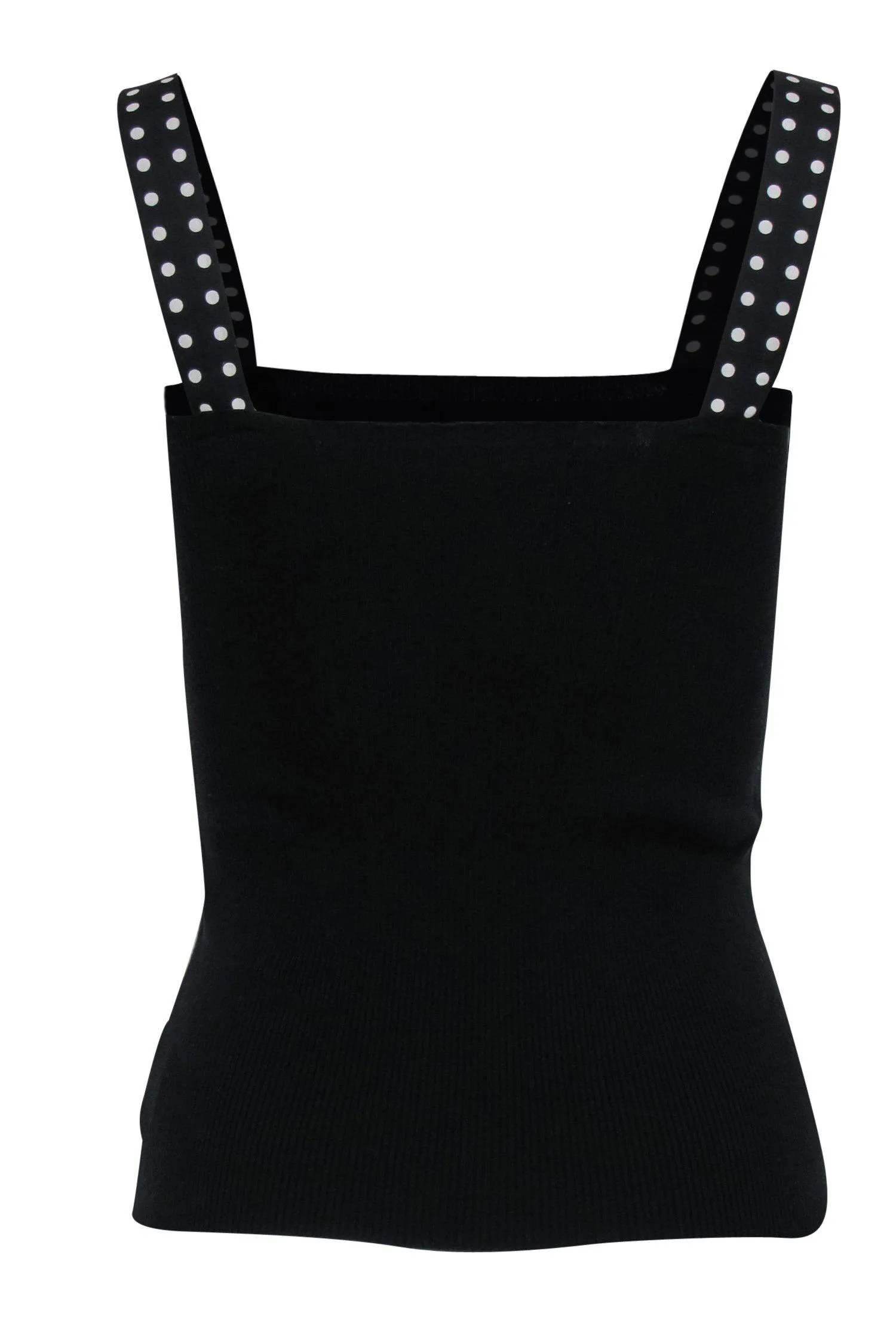 Akris Punto - Black Ribbed Tank w/ Polka Dot Straps Sz 12