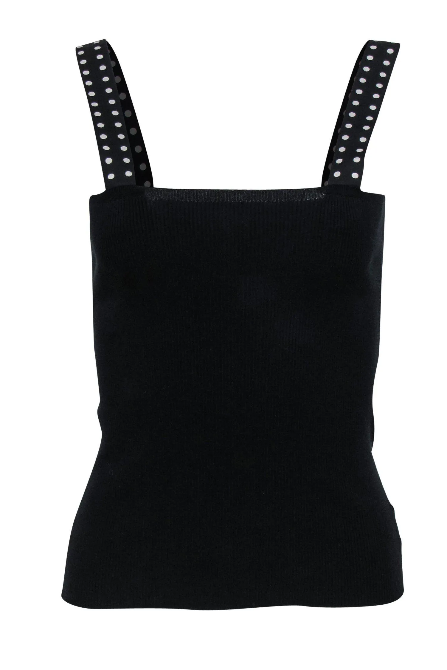 Akris Punto - Black Ribbed Tank w/ Polka Dot Straps Sz 12