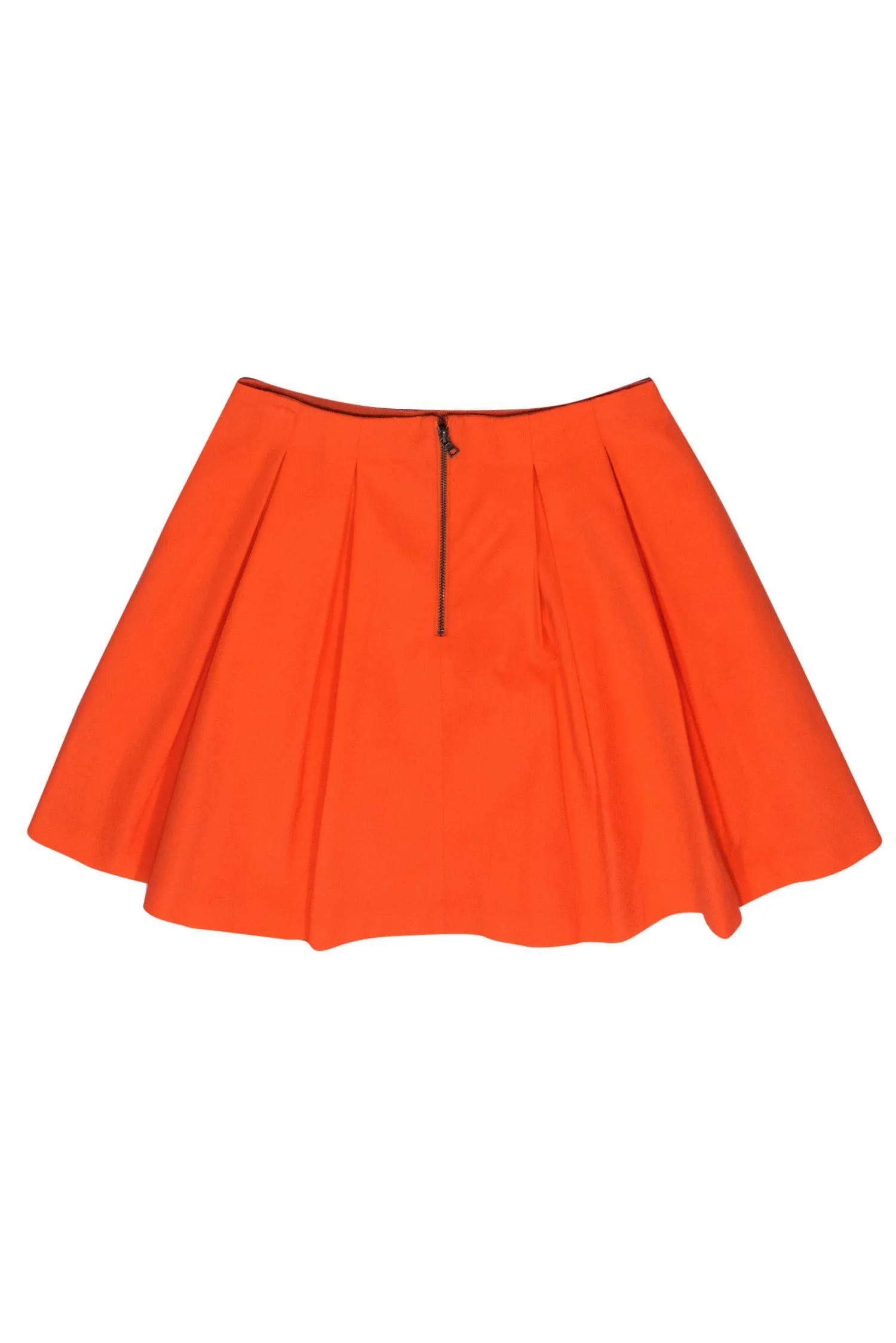 Alice & Olivia - Neon Orange Pleated Mini Flare Skirt Sz 6