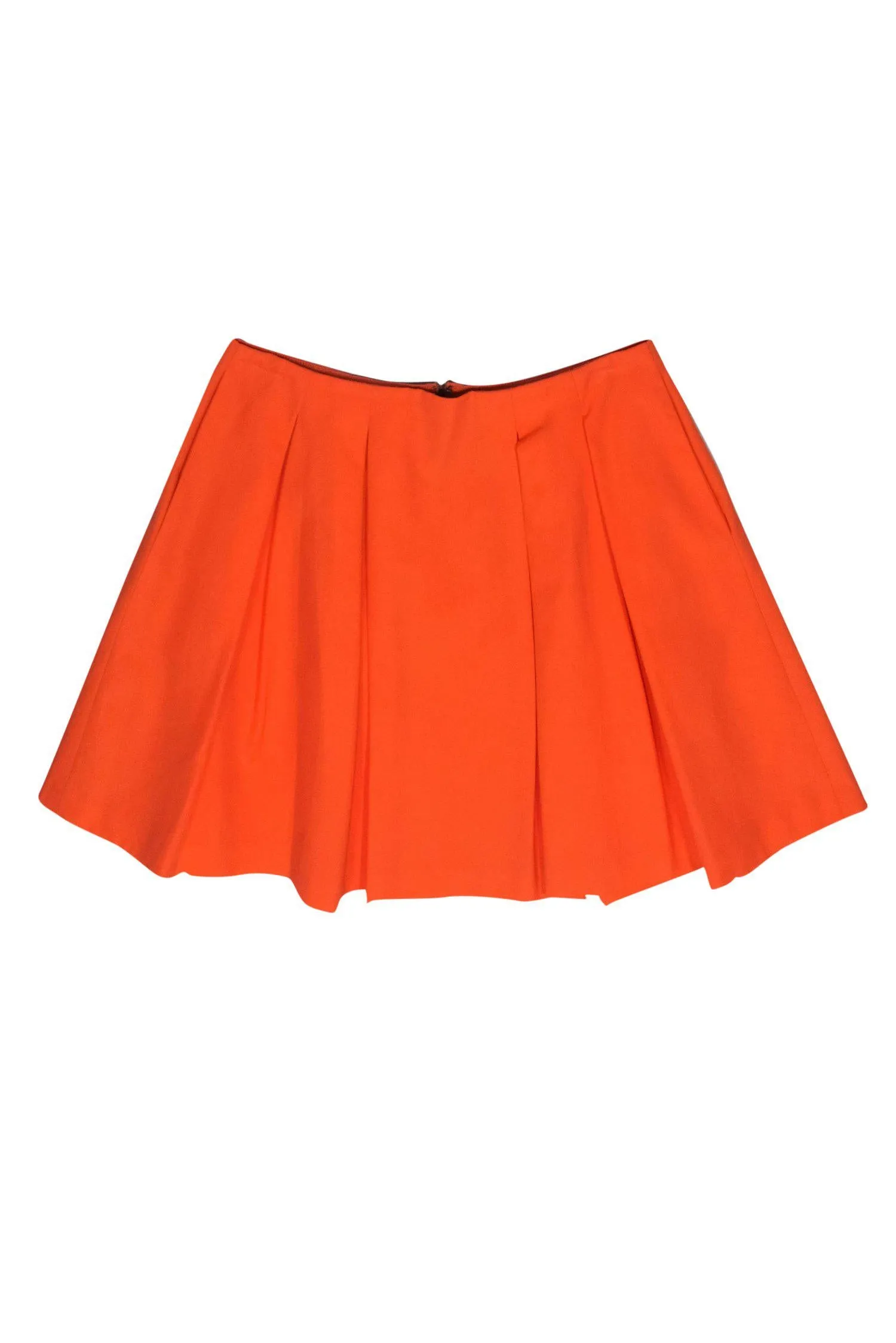 Alice & Olivia - Neon Orange Pleated Mini Flare Skirt Sz 6
