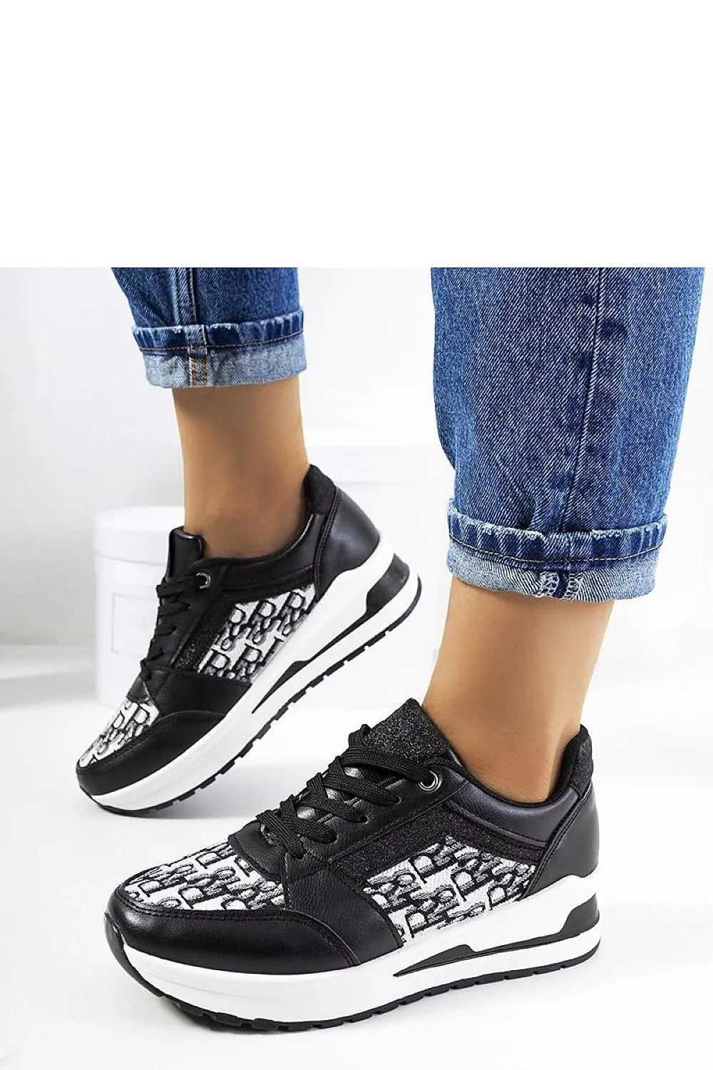 Black Patterned Sneakers