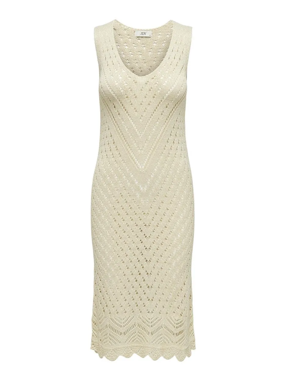 Jdysun S/l V-neck Midi Dress Knt - Beige