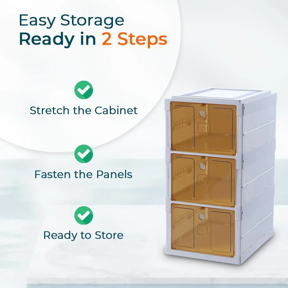 Kuber Industries 3 Layer Shoe Box for Storage|Multi-Purpose Plastic Shoe Rack|Installation Free Shoe Organizer|pack of 2|White