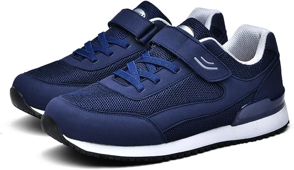 LEADER SHOW Men Elderly Casual Comfortable Walking Shoes Lightweight Safety Flats Non-Slip Strap Sneakers