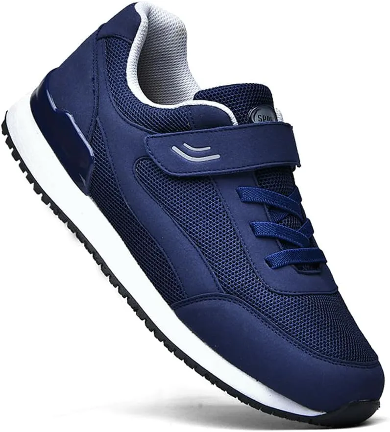 LEADER SHOW Men Elderly Casual Comfortable Walking Shoes Lightweight Safety Flats Non-Slip Strap Sneakers