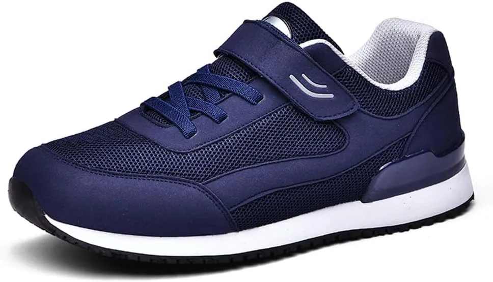 LEADER SHOW Men Elderly Casual Comfortable Walking Shoes Lightweight Safety Flats Non-Slip Strap Sneakers