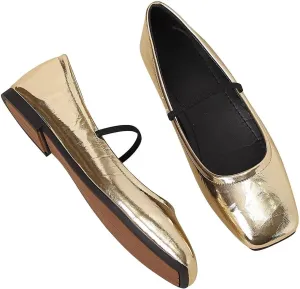 LUXINYU Womens Mary Jane Shoes Comfortable Strap Flats Dressy Square Toe Flats Casual Ballet Flats for Women