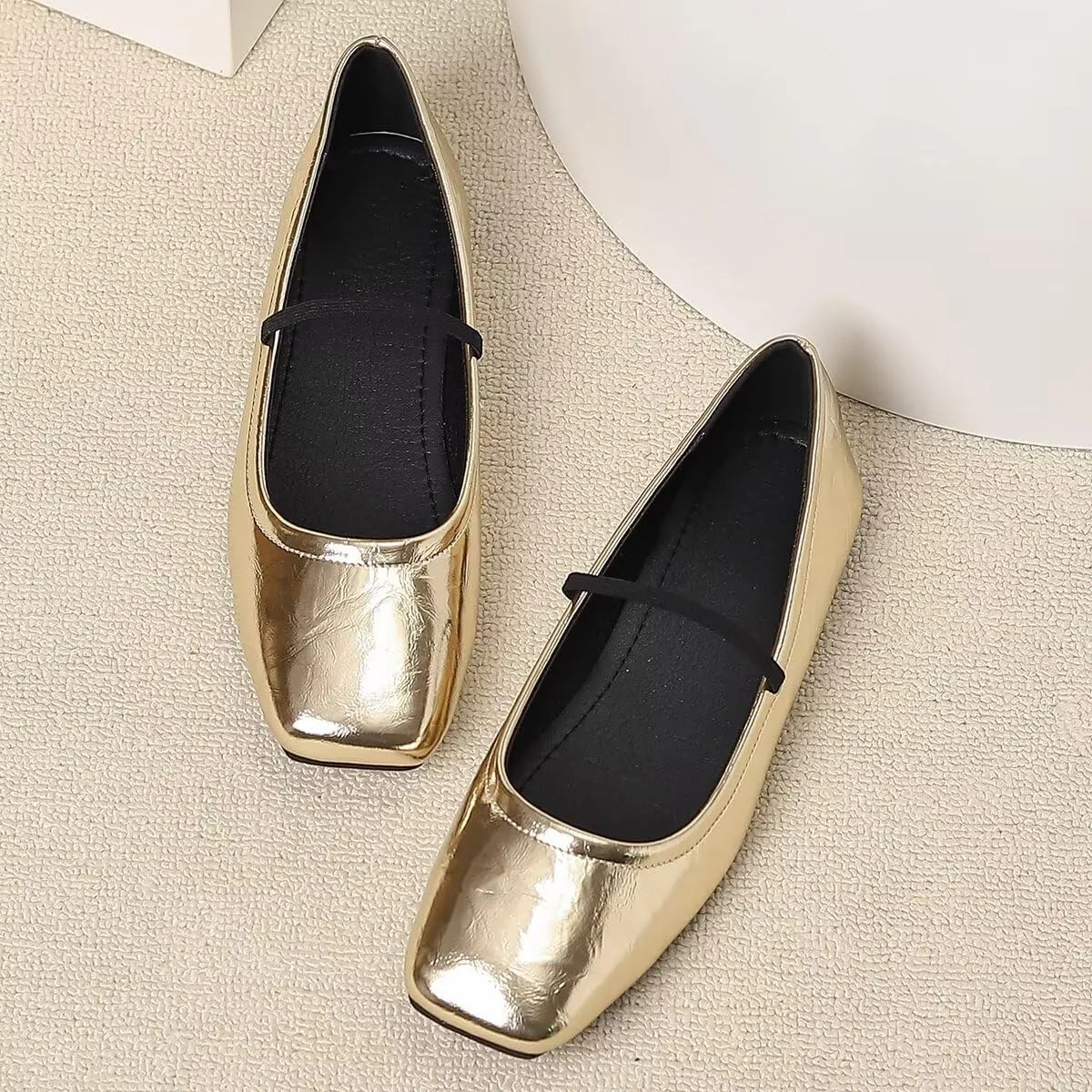 LUXINYU Womens Mary Jane Shoes Comfortable Strap Flats Dressy Square Toe Flats Casual Ballet Flats for Women