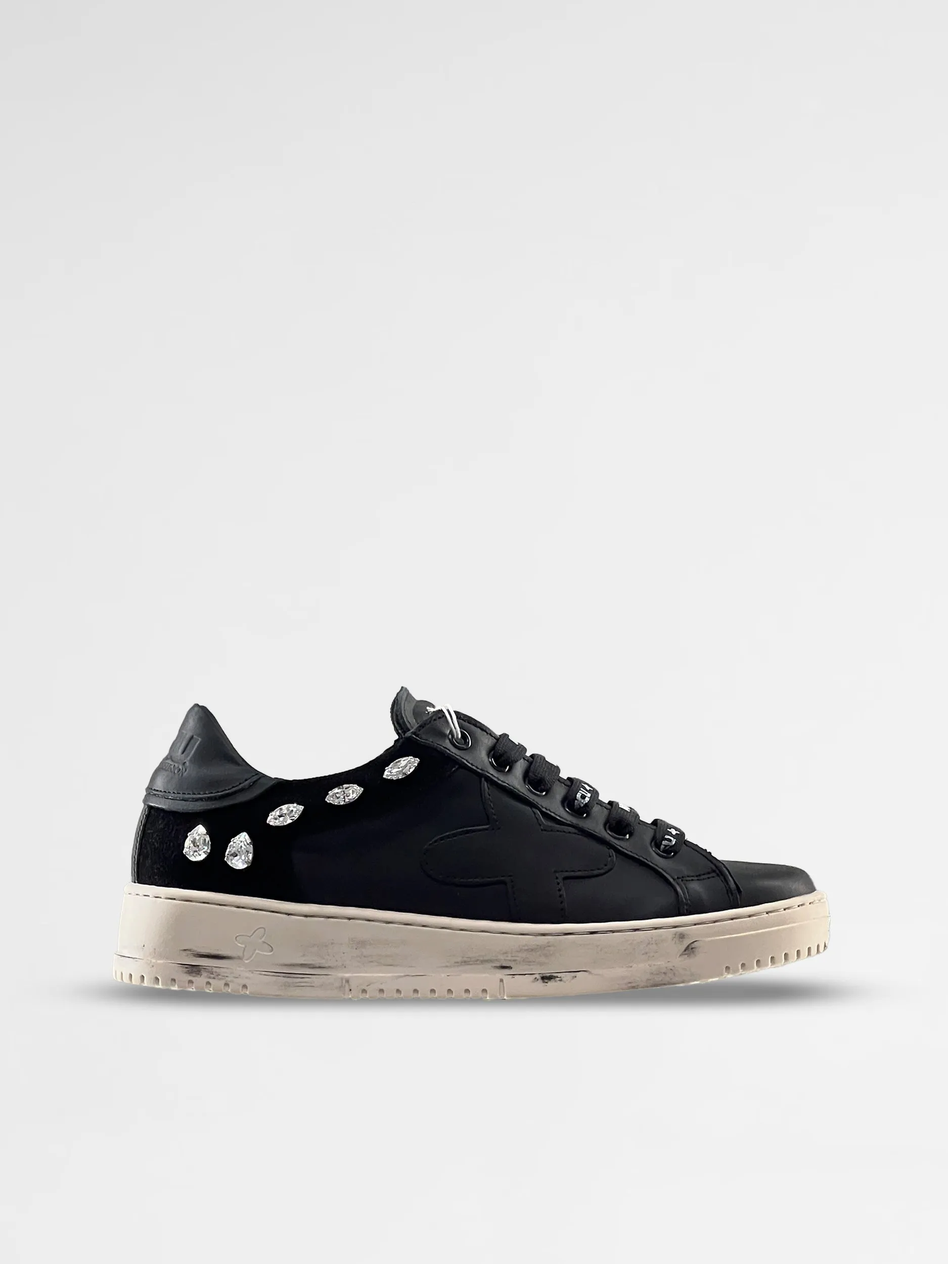 MCU Women Black low-top Sneakers Swarovski Stones