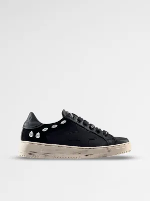 MCU Women Black low-top Sneakers Swarovski Stones