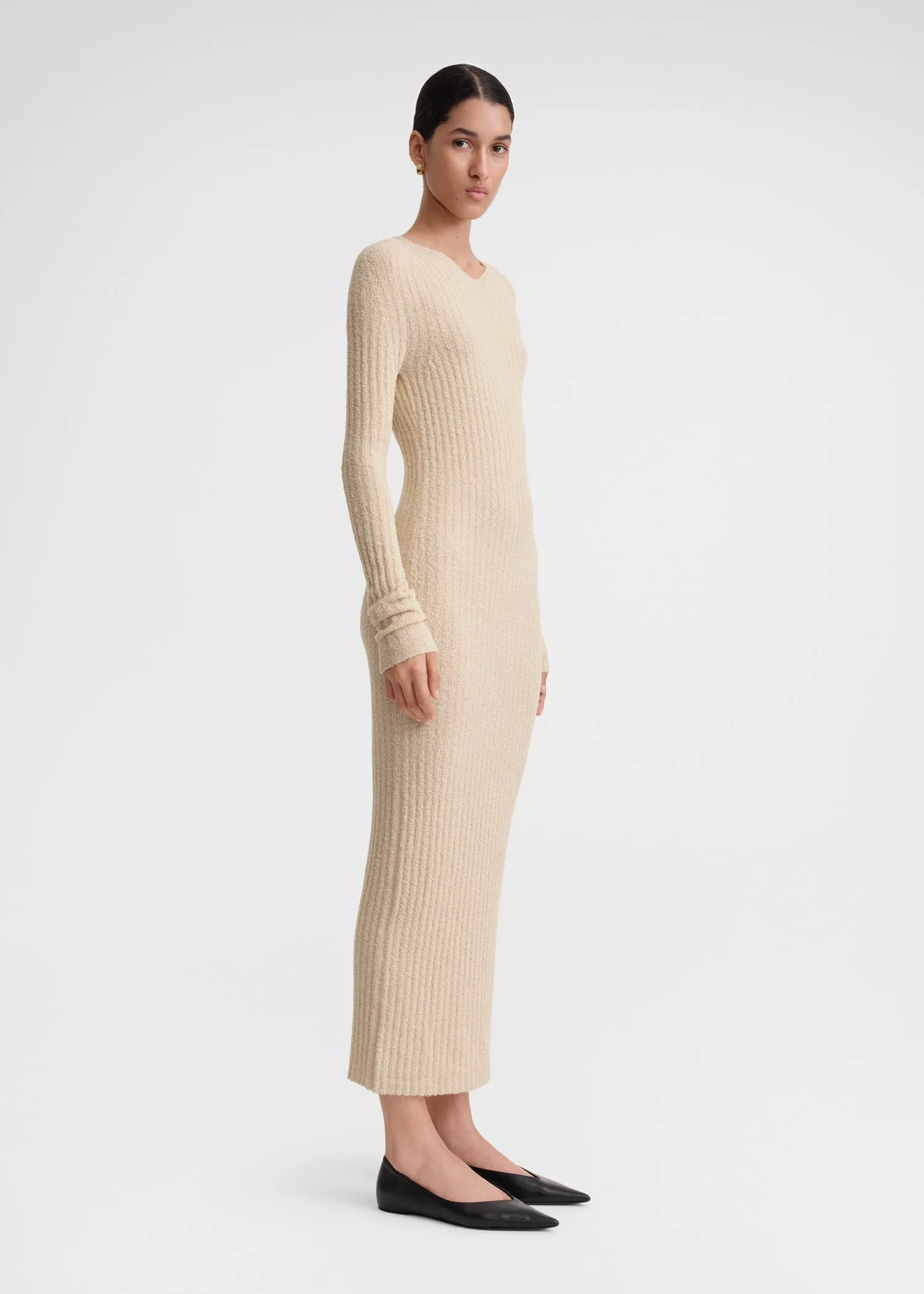 Ribbed merino blend dress cashew