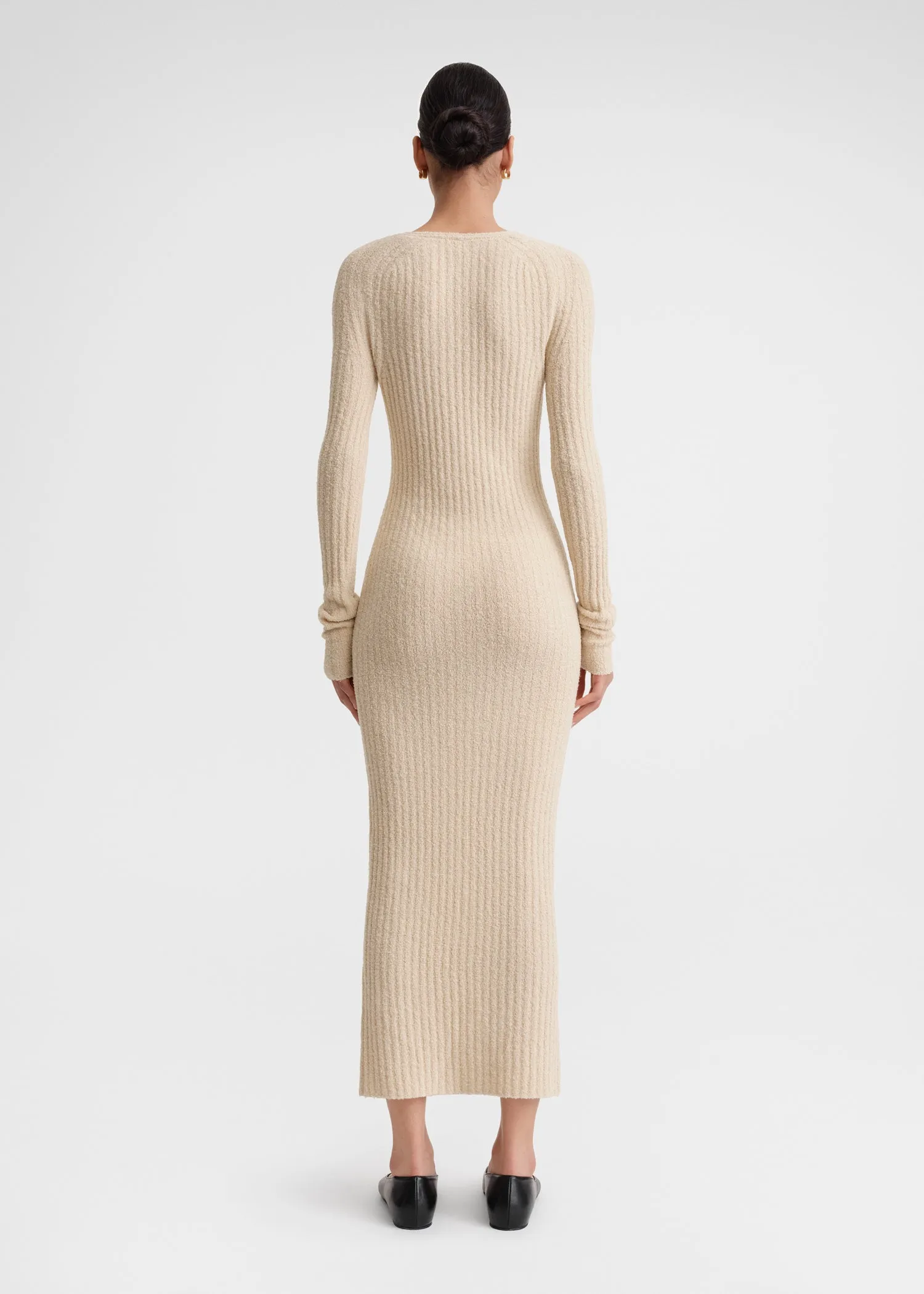 Ribbed merino blend dress cashew
